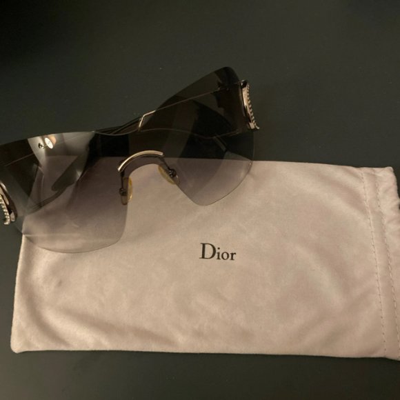 Vintage Christian Dior Diorly 1 Shield Sunglasses Crystals Y2K 00s Galliano - Picture 8 of 14